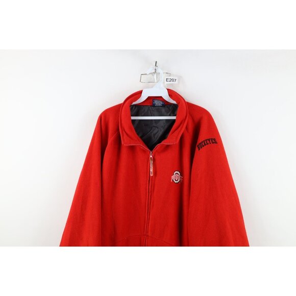 Vintage 90s Y2K Mens 2XL Distressed Brutus Ohio State University Fleece Jacket - Picture 2 of 16